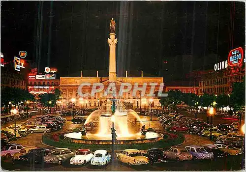 Cartes postales moderne Lisboa Portugal Rossio la Nuit