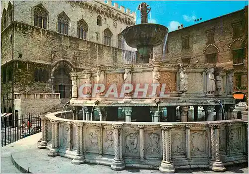 Cartes postales moderne Perugia Fontaine Maggiore et detail du Palais Communal