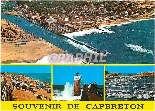 Cartes postales moderne Capbreton (Landes) Cote Landaise La Plage Effet de Vague sur le Phare le Port de Plaisance et a