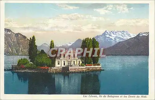 Cartes postales Lac leman ile de salagnon et les dents du midi