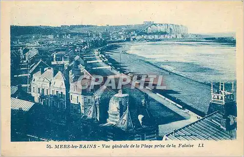 Cartes postales Mers les Bains Vue generale de la Plage prise de la Falaise