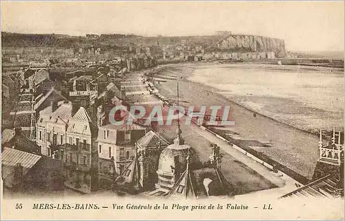 Cartes postales Mers les Bains Vue generale de la Plage prise de la Falaise