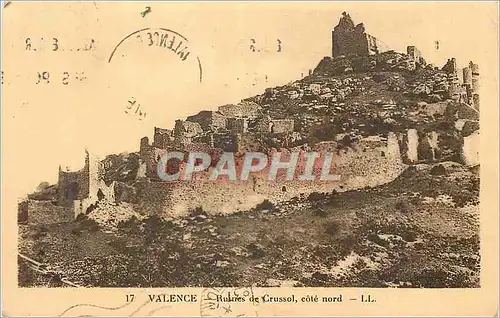 Cartes postales Valence Ruines de Crussol cote nord