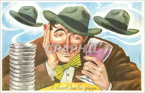 Cartes postales L'alcool tue la grippe BD