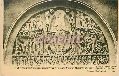 Cartes postales Musee de Sculpture comparee Cathedrale d'Autun Facade occidentale Tympan de la Porte centrale (X