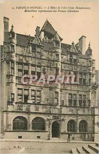 Cartes postales Paray le Monial L'Hotel de Ville (Style Renaissance) Medaillons representant des Princes Chretie