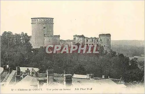 Cartes postales Chateau de Coucy Vue prise au Levani