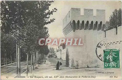 Cartes postales Avignon Les Remparts cote sud xiv Restaurations de Violet de Duc