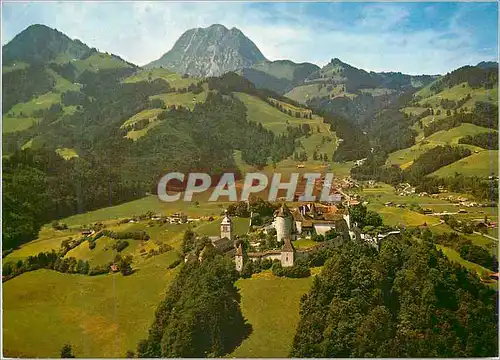 Cartes postales moderne Gruyeres pres Bulle Canton de Fribourg Au fond Le Moleson (alt 2005 m)