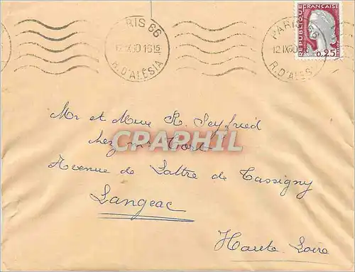 Lettre 1960 Paris pour Seyfried Langeac