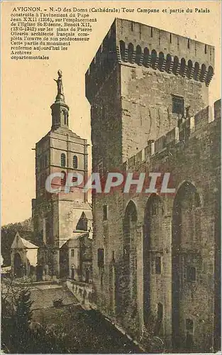 Cartes postales Avignon N D des Doms (Cathedrale) Tour Campane et partie du Palais