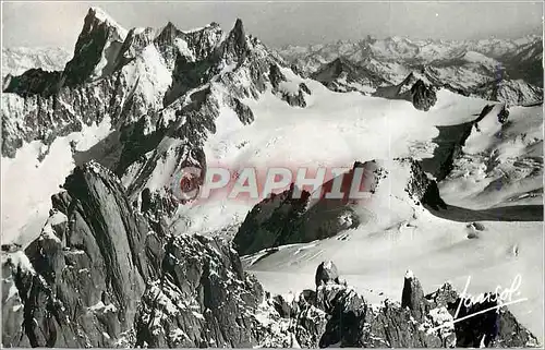 Cartes postales moderne Chamonix (Haute Savoie) Vue aerienne L'Aiguille du Midi (3996 m) La Vallee Blanche Les Grandes J