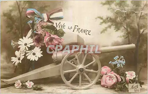 Cartes postales Vive la France Militaria Canon WWI