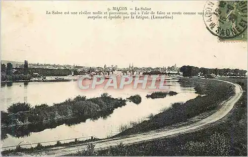 Cartes postales Macon La Saone est une riviere molle et paresseuse qui a l'air de faire sa route comme une femme