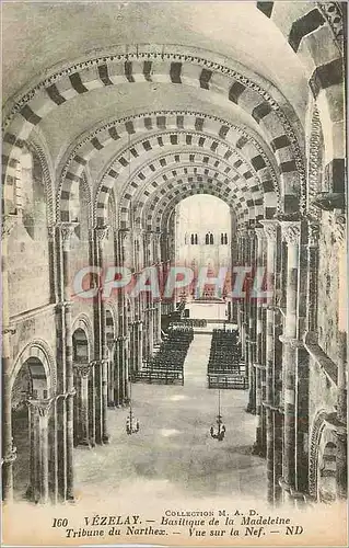 Cartes postales Vezelay Basilique de la Madeleine Tribune du Narthex vue sur la Nef