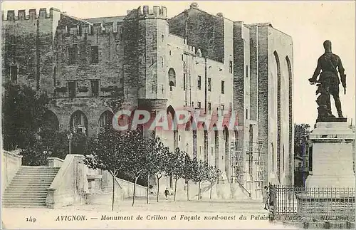 Cartes postales Avignon Monument de Crillon et Facade Nord Ouest du Palais des Papes