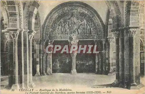 Cartes postales Vezelay Basilique de la Madeleine Le Portail Central du Narthex