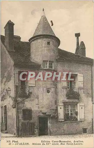 Cartes postales Avallon Maison du XVe Siecle Rue Saint Lazare