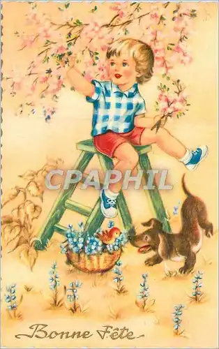 Cartes postales Bonne Fete Enfant Chien