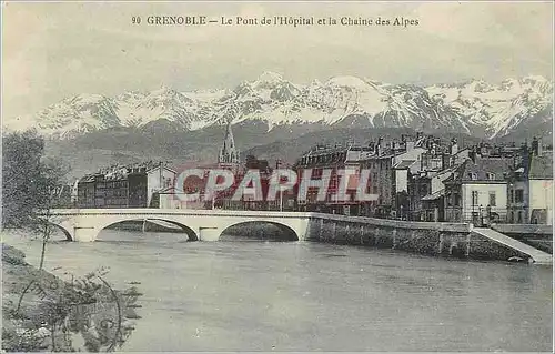 Cartes postales Grenoble Le Pont de l'Hopital et la Chaine des Alpes