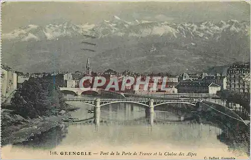 Cartes postales Grenoble Pont de la Porte de France et la Chaine des Alpes