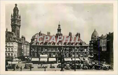 Cartes postales moderne Lille (Nord) L'Ancienne Bourse (XVIIe S) et Beffroi de la Nouvelle Automobiles