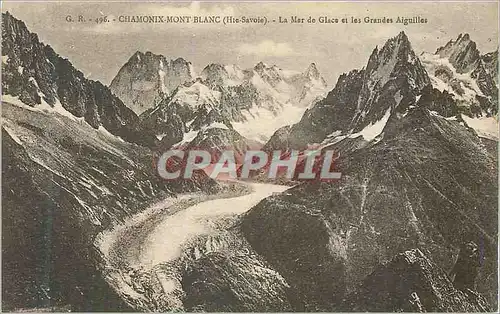 Cartes postales Chamonix Mont Blanc (Hte Savoie) La Mer de Glace et les Grandes Aiguilles