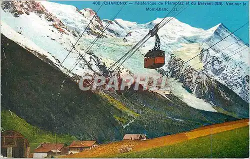 Cartes postales Chamonix Teleferique de Plampraz et du Brevent Vue sur le Mont Blanc