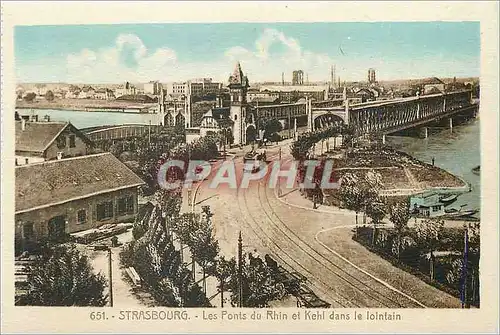 Cartes postales Strasbourg les Ponts du Rhin et Kehl dans le Lointain Tramway