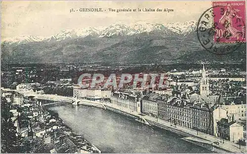 Cartes postales Grenoble vue Generale et la Chaine des Alpes