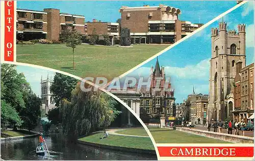 Cartes postales moderne City of Cambridge Churchill College St John's College Chapel and the Backs King's Parade