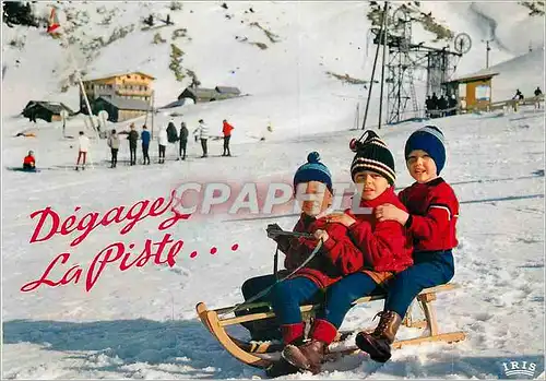 Cartes postales moderne Degageez la Piste Luge Enfants