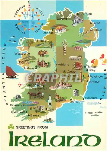 Cartes postales moderne Greetings from Ireland an Island is the Most Westerly Country in Europe