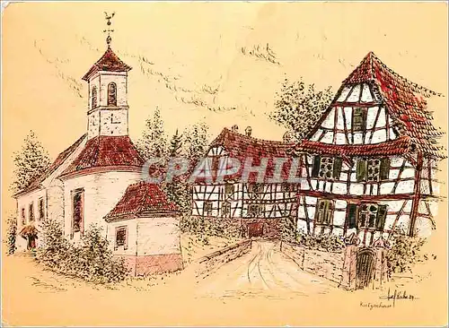 Cartes postales moderne Village de Kurtzenhouse (Bas Rhin) d'apres une Illustration de Joel Roche