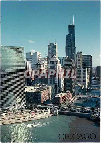 Cartes postales moderne Chicago Reflections of the Chicago River River in the City's Famous Buildings