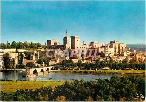 Cartes postales moderne Avignon (Vaucluse) le Pont Saint Benezet (XIIe s) et le Palais des Papes (XIVe s)