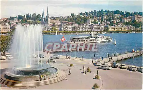 Cartes postales moderne Luzern Wagenbachbrunnen Bateau