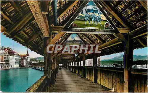 Cartes postales moderne Luzern Kapellbrucke (erbaut 1333 m built)