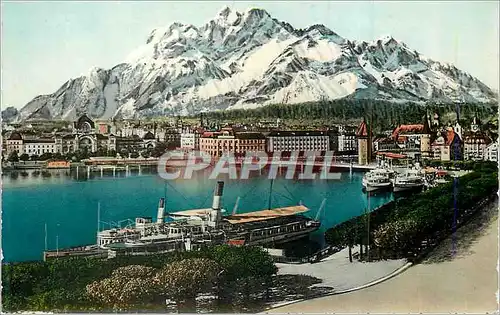 Cartes postales moderne Luzern und Pilatus (2132 m) Bateaux