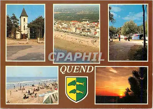 Cartes postales moderne Quend Plage Divers Aspects L'Eglise La Plage Le Camping Coucher du Soleil vue aerienne