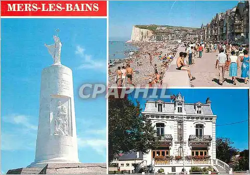 Cartes postales moderne Mers les Bains (Somme) Vierge Notre Dame de la Falaise La Plage L'Hotel de Ville