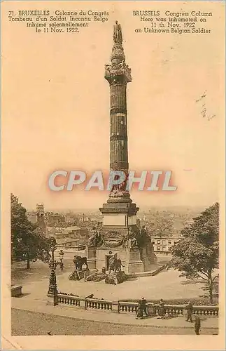 Cartes postales Bruxelles Colonne du Congres Tombeau d'un Soldat Inconnu Belge Inhume Solennellement le 11 Nov 1