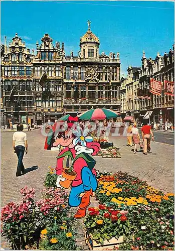 Cartes postales moderne Bruxelles Grand Place Le Roi d'Espagne La Brouette le Sac Dingo Walt Disney