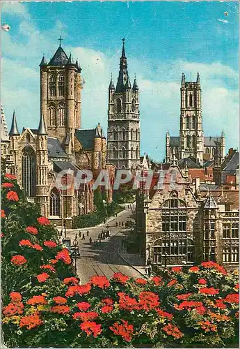 Cartes postales moderne Gand l'Enfilade des Monuments (Cathedrale St Bavon Beffroi et Eglise St Nicolas)