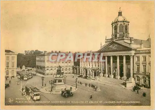 Cartes postales moderne Bruxelles Place Royale Monument Godefroid de Bouillon et Eglise St Jacques sur Coudenberg Tramwa