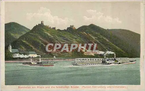 Cartes postales Bornhofen am Rhein und die Feindlichen Bruder (Ruinen Sterrenberg und Liebenstein) Bateaux