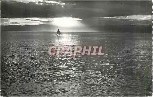 Cartes postales moderne Coucher de Soleil sur le Lac Leman Bateau