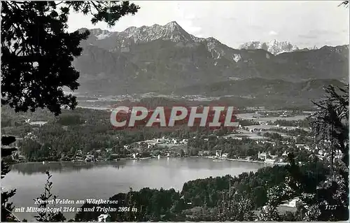 Cartes postales moderne Kurort Velden am Worthersee mit Mittagskogle 2144 m und Triglav 2864 m