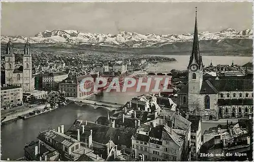 Cartes postales moderne Zurich und die Alpen