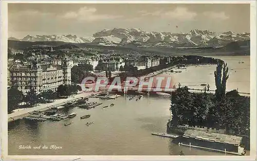 Cartes postales moderne Zurich und die Alpen